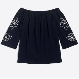 EUC J.Crew Embroidered Off the Shoulder Top